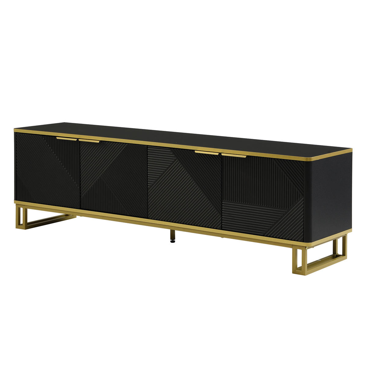 TV-LOWBOARD Schwarz-Gold 160/37.5/48 cm - Schwarz, Holzwerkstoff (160/48/37.5cm) - PANGIVO