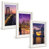 BILDER SET 3er Set - 20x30 cm Weißer Rahmen - Brücken, Sonne, Stadtblick - Weiß, Kunststoff (20/30cm) - TULUP