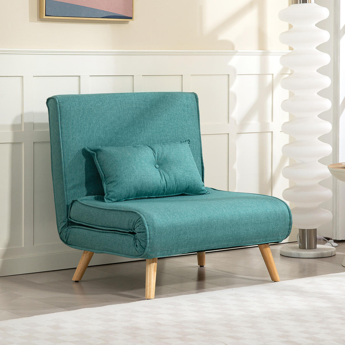 SCHLAFSESSEL DE-14602 5-fach verstellbar, inkl. Kissen Grün - Grün, Textil (75/87/80cm) - ComfortXL