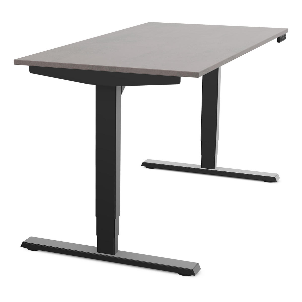 SCHREIBTISCH Elektrisch höhenverstellbarer Schreibtisch Y-Line Sichtbeton Anthrazit Schwarz 140/80/62-127cm - Schieferfarben/Schwarz, Holzwerkstoff/Metall (80/140/127cm) - ASSMANN