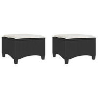 GARTENHOCKER Mit Kissen 2 Stk. Schwarz 55/55/36 Cm Poly Rattan - Creme, Kunststoff (55/36/55cm) - vidaXL