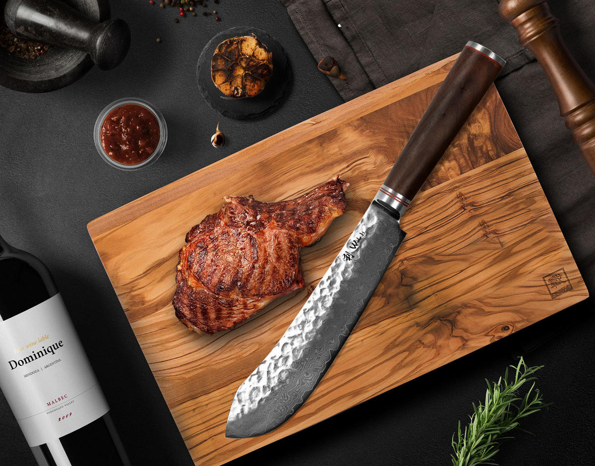 BLOCKMESSER 20 cm - Nussbaumfarben, Holz/Metall (34cm) - Wakoli