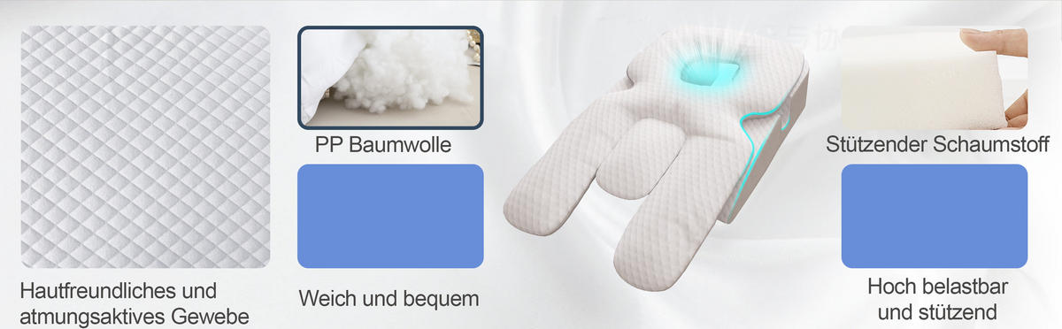 SEITENSCHLÄFERKISSEN - Weiß, Textil (46/78cm) - Vercart