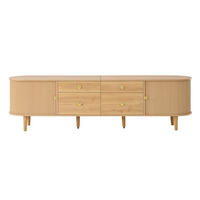 TV-SCHRANK 180/35/50 cm Walnussholzfarbe mit Schiebetür und 4 Schubladen - Nussbaumfarben, Holz/Holzwerkstoff (180/50/35cm) - Oxeza