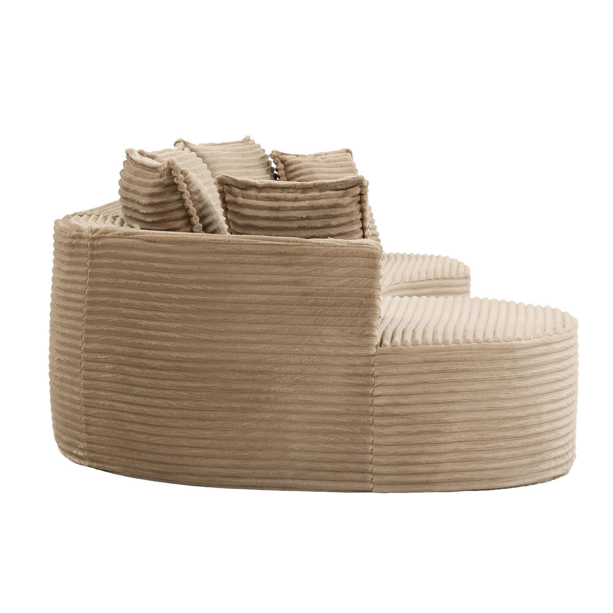 ECKSOFA DE-33808 Bogendesign mit Becherhalter Khaki - Sandfarben, Textil (250/152cm) - ComfortXL