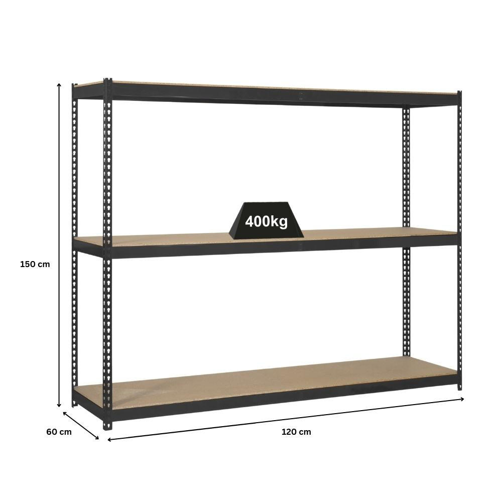 SCHWERLASTREGAL MID WOOD YETI THREE | HxBxT 150x120x60cm | Fachlast 400kg | Anthrazit - Anthrazit, Metall (120/150/60cm) - PROREGAL
