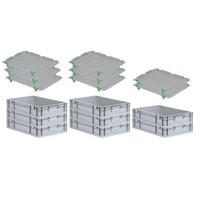 EUROBOX 8x Nextgen Economy Mit Auflagedeckel Grau/Grün Griffe Geschlossen 23 Liter - Grün, Kunststoff (40/12/60cm) - PROREGAL
