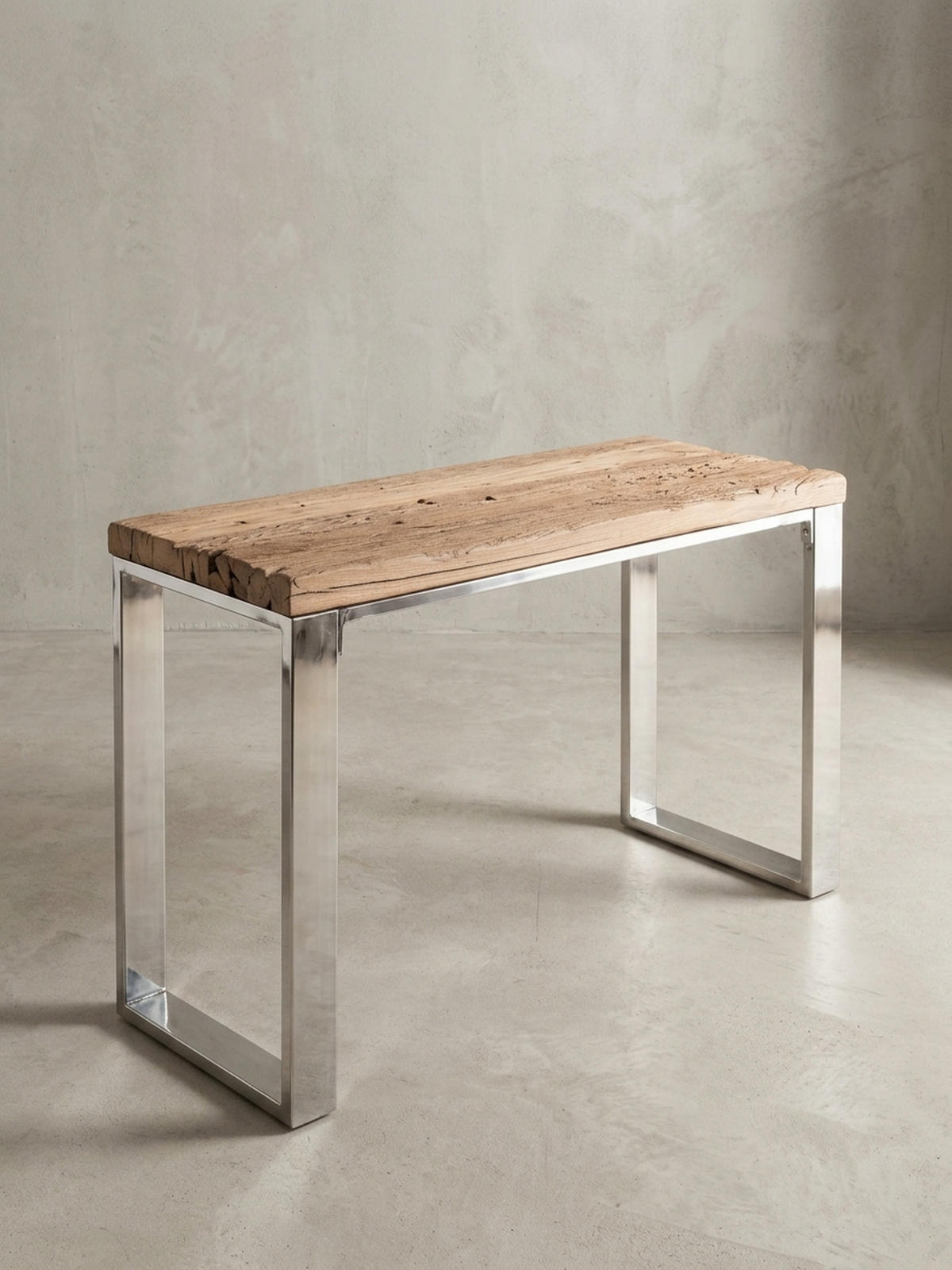 KONSOLENTISCH – Massivholz/Metall, 115 cm, Industrial-Stil, mit Schubladen - Beige/Silberfarben, Holz/Metall (46/115/76cm) - KADIMA DESIGN