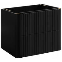 WASCHBECKENUNTERSCHRANK LINEA hängend geriffelt Schwarz matt 60/48/44 cm - Schwarz, Holzwerkstoff (60/48.4/43.7cm) - Rodan