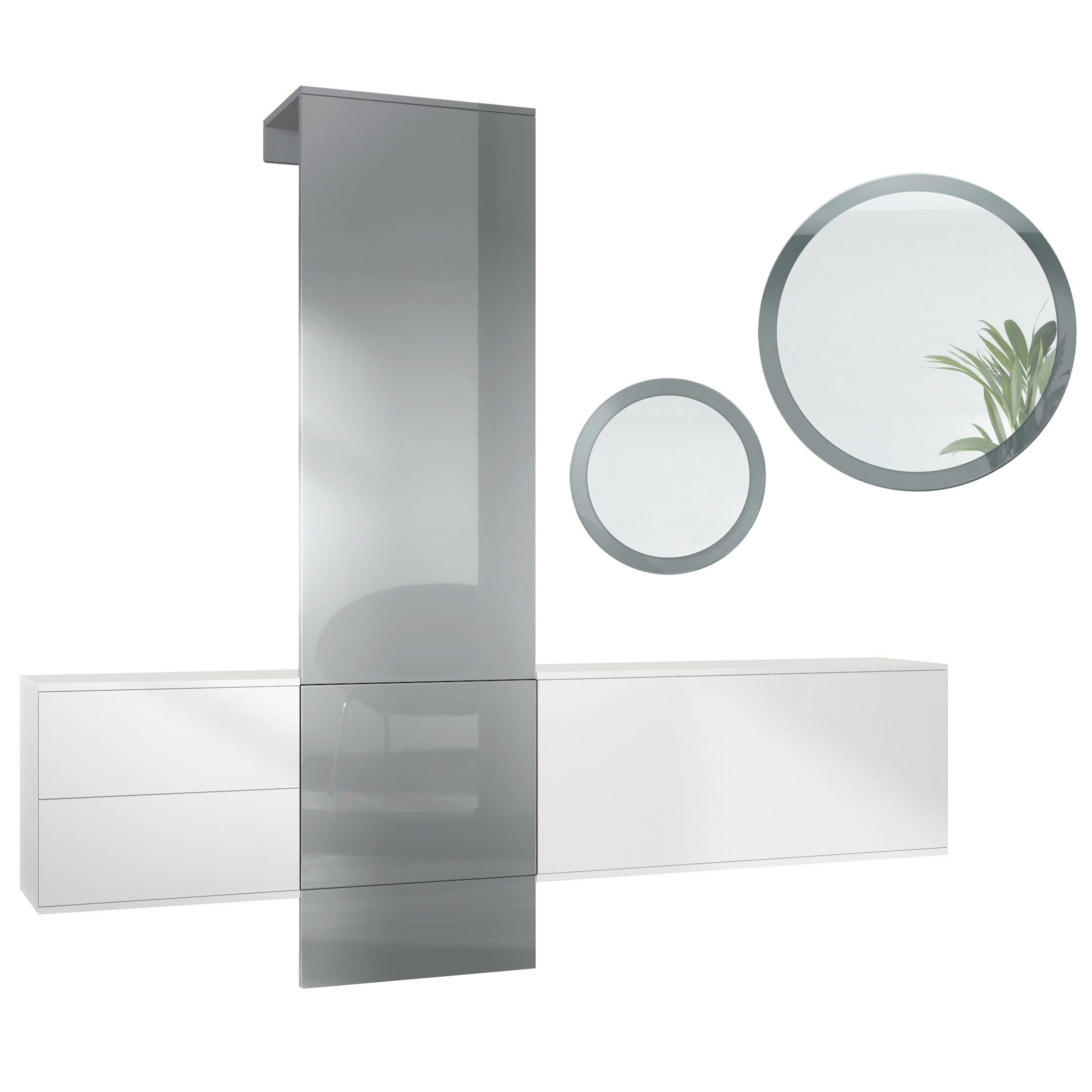 GARDEROBE DualVista Grau Hochglanz - Grau, Holzwerkstoff (208/193/35cm) - Vladon