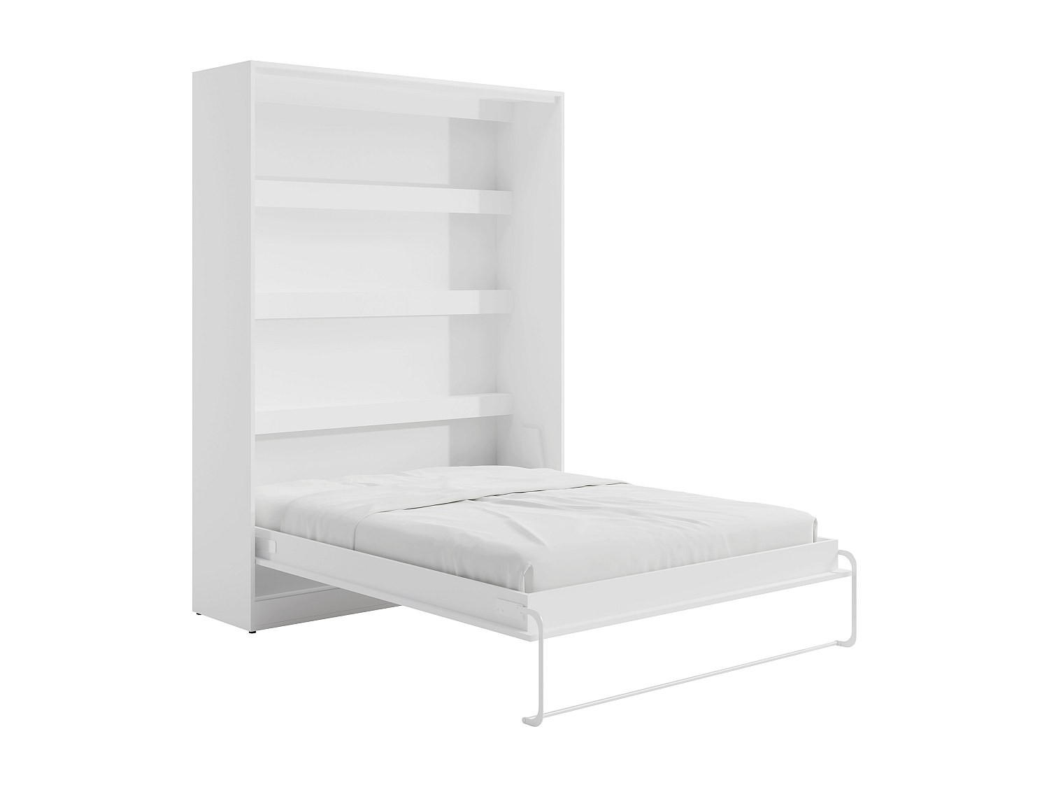 SCHRANKBETT - 2 Personen - holz - weiß Rapili - Weiß, Holz (160/200cm) - Vente-Unique