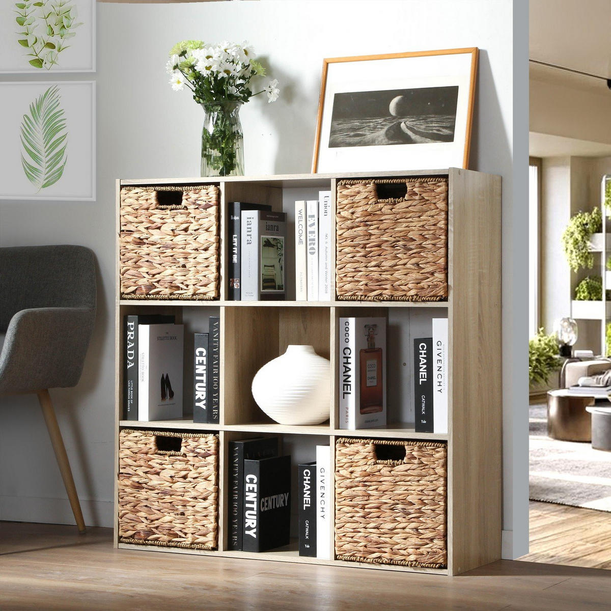 REGAL mit 9 Fächern - Apfelbaumfarben, Holzwerkstoff (29.5/92.5/92.5cm) - Calicosy