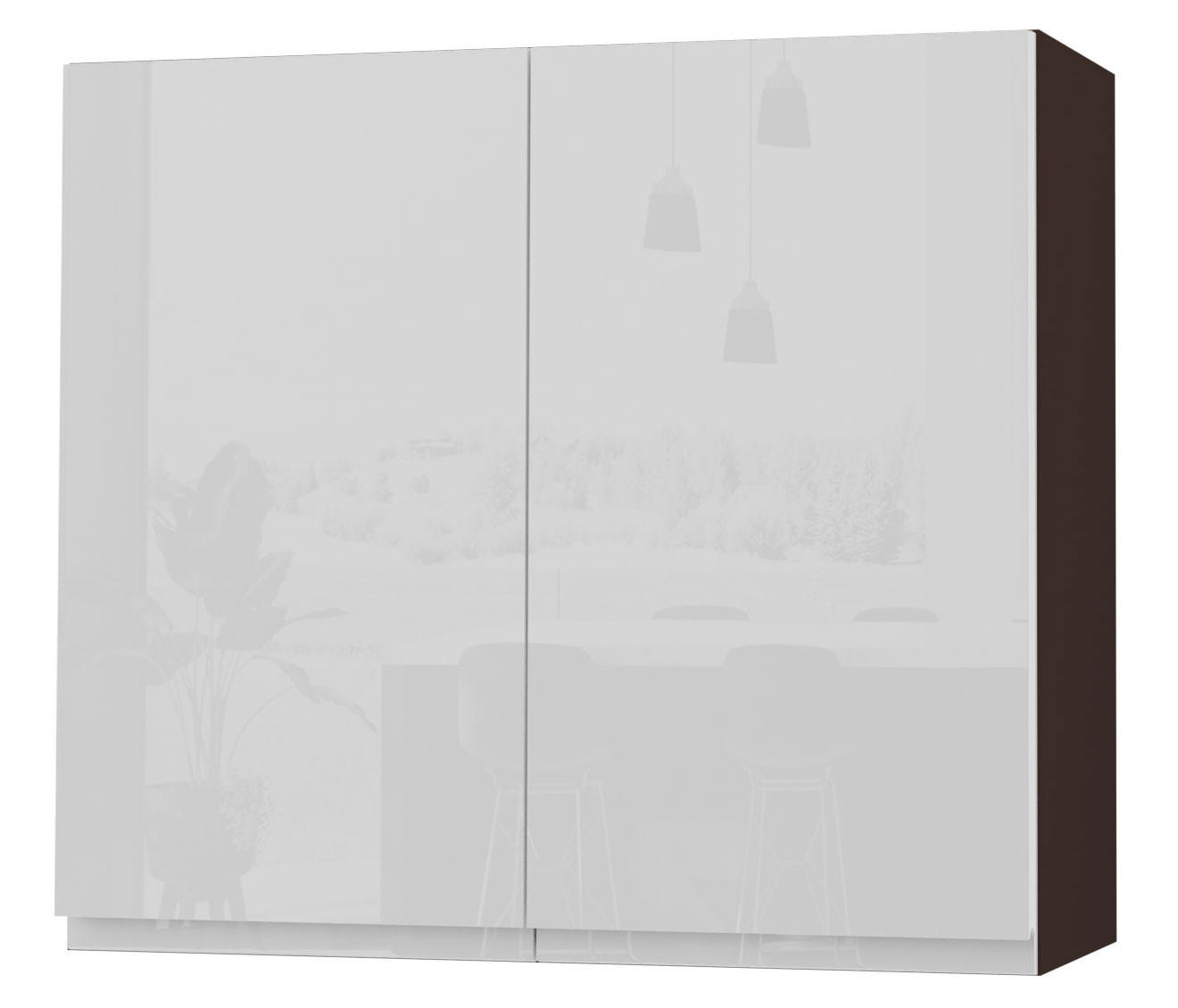 HÄNGESCHRANK Florence W3/80 Lava / RAL 9003 signalweiß HG 80 / 32,5 / 72cm - Dunkelgrau/Weiß Hochglanz, Holz/Holzwerkstoff (80/72/32.5cm) - Feldmann-Wohnen