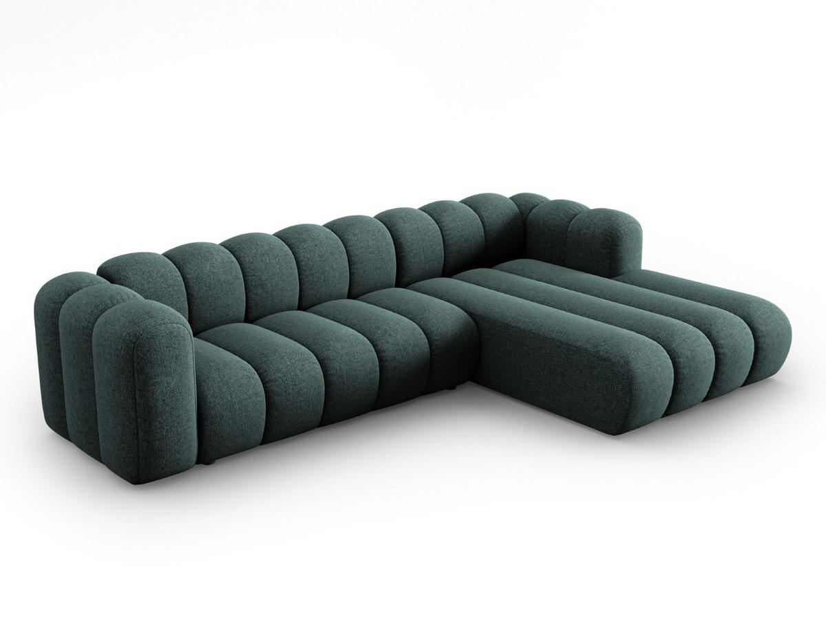 ECKSOFA modular rechts Lupine aus Chenille-Stoff petrol 4 Sitzplätze - Petrol, Textil (177/290cm) - Micadoni