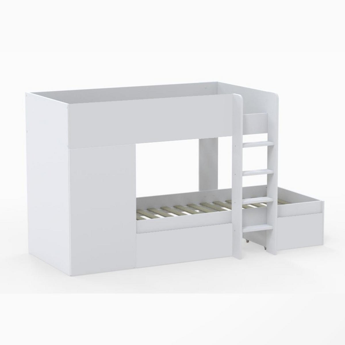 ETAGENBETT mit Schrank und Schubladen/ Bett 90x190 TWIN - Weiß - Weiß, Holzwerkstoff (90/190cm) - Weber Industries