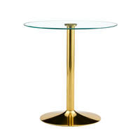 RUNDER Bartisch 89/89 cm aus Glas mit Metallgestell in Gold, Höhe 92 cm - Goldfarben, Holzwerkstoff (89/89/92cm) - BEAOK