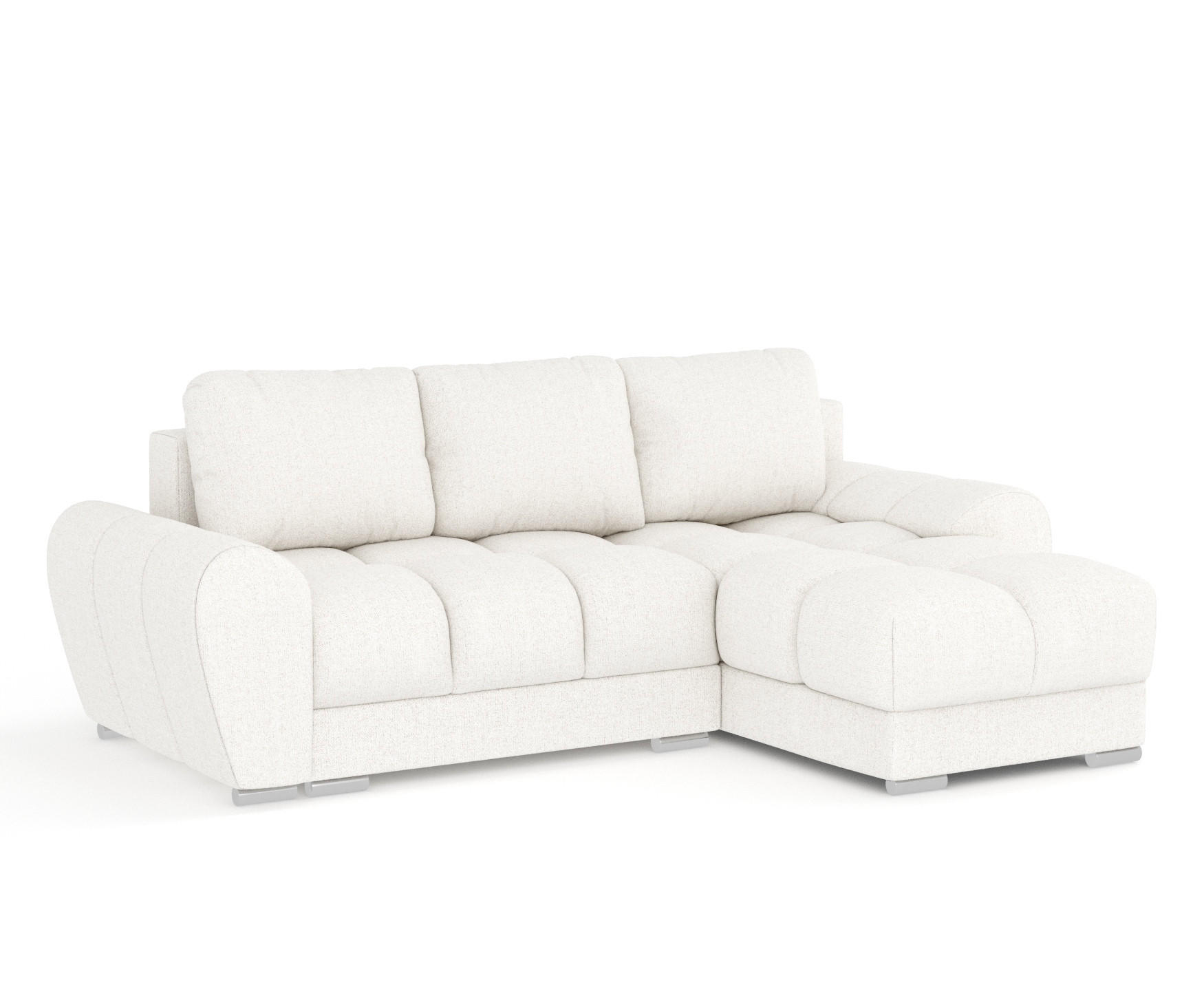 ECKSOFA MIT SCHLAFFUNKTION Peebles Creme Webstoff - Chromfarben/Creme, Holz/Holzwerkstoff (256/175cm) - Maison de Reve