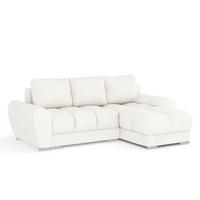 ECKSOFA MIT SCHLAFFUNKTION Peebles Creme Webstoff - Chromfarben/Creme, Holz/Holzwerkstoff (256/175cm) - Maison de Reve