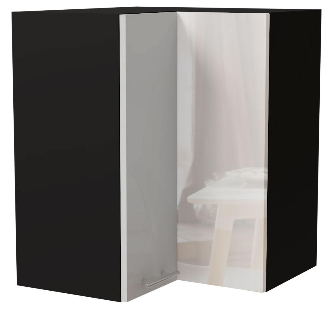 ECKHÄNGESCHRANK Essen W12/60 Weiß Hochglanz / Schwarz Matt 60 / 60 / 72cm - Weiß Hochglanz/Schwarz, Holz/Holzwerkstoff (60/72/60cm) - Feldmann-Wohnen