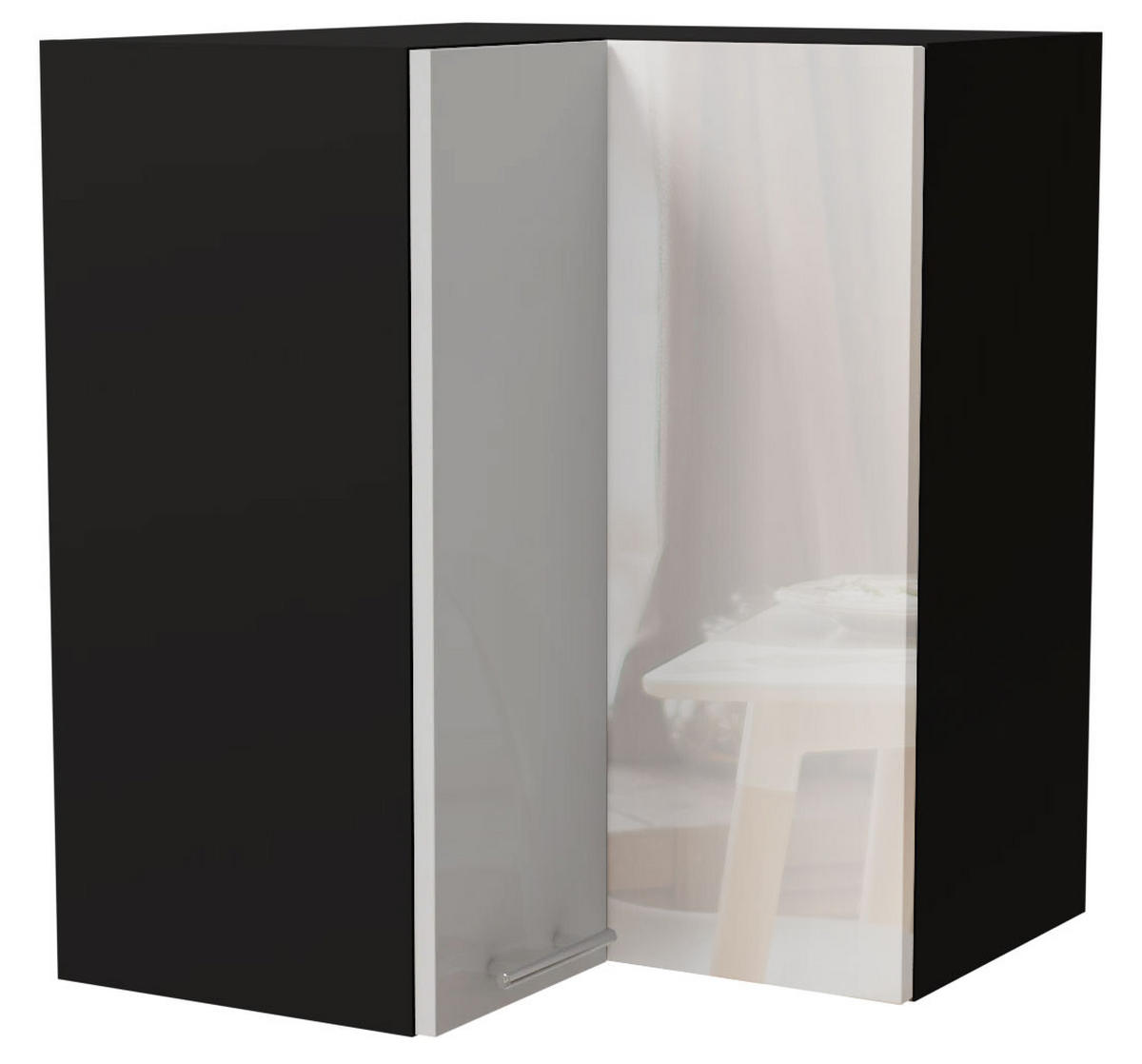 ECKHÄNGESCHRANK Essen W12/60 Weiß Hochglanz / Schwarz Matt 60 / 60 / 72cm - Weiß Hochglanz/Schwarz, Holz/Holzwerkstoff (60/72/60cm) - Feldmann-Wohnen