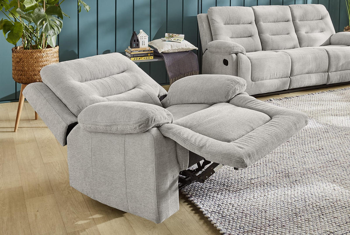 RELAX-FERNSEHSESSEL Federkern, Liegefunktion verstellbar durch halbautomatische Relaxfunktion B101/T98/H103 cm, Chenille Grau / 15501 - Schwarz/Grau, Textil (101/103/98cm) - luma-home