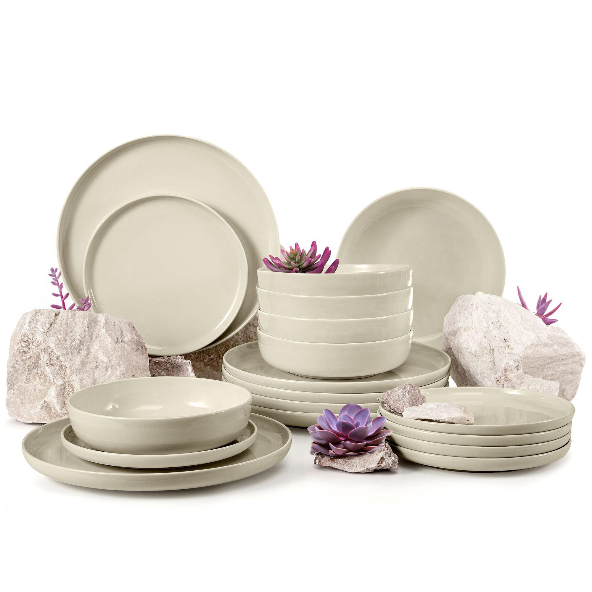 TAFELSERVICE VICTO 6 Personen 18-tlg Beige, Glanz - Beige, Keramik (27/2/27cm) - KONSIMO®