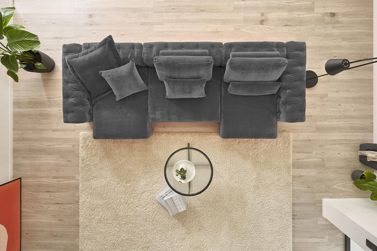 MODULSOFA SEPHI Anthrazit Cord - Anthrazit/Schwarz, Kunststoff/Textil (375/62/109cm) - KAWOLA