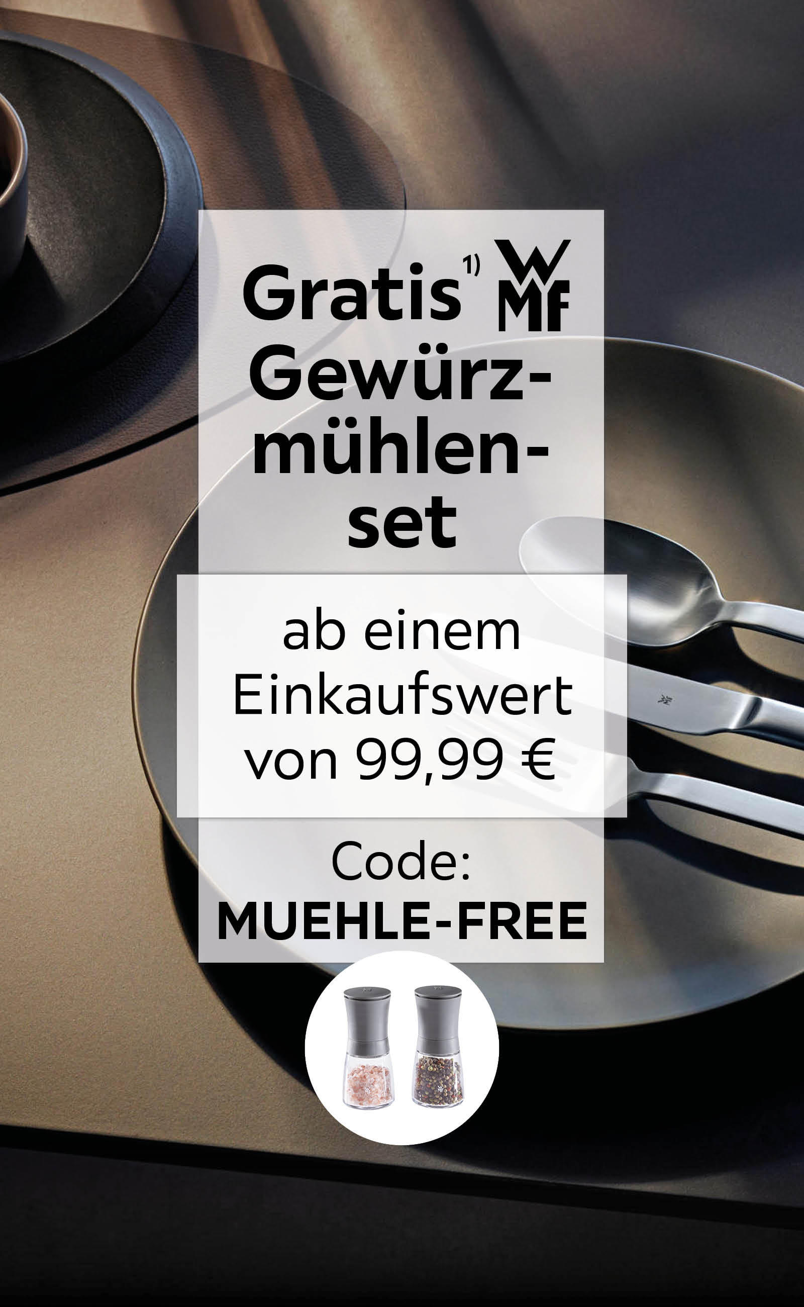 Gratis WMF Gewürzmühlenset ab einem Einkaufswert von 99,99€