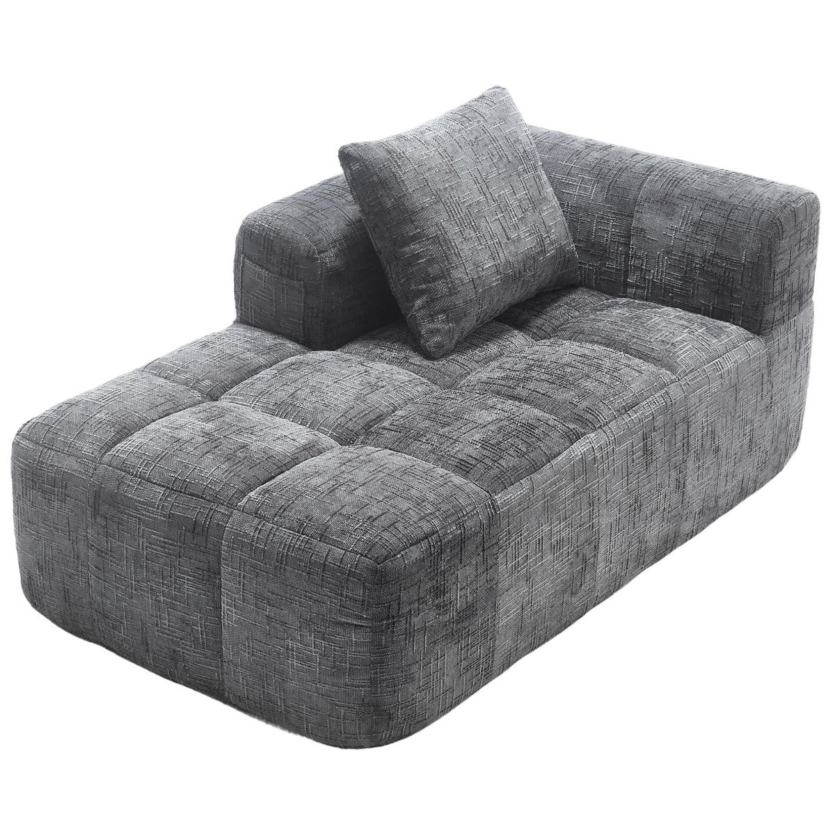 SOFA mit Chaiselongue 158 x 90 cm Chenille Grau - Grau, Kunststoff (90/60/158cm) - Meubliv