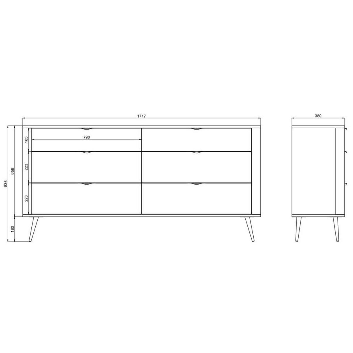 KOMMODE Oval Beige 172 cm - Beige/Goldfarben, Holzwerkstoff/Metall (172/84/38cm) - Selsey