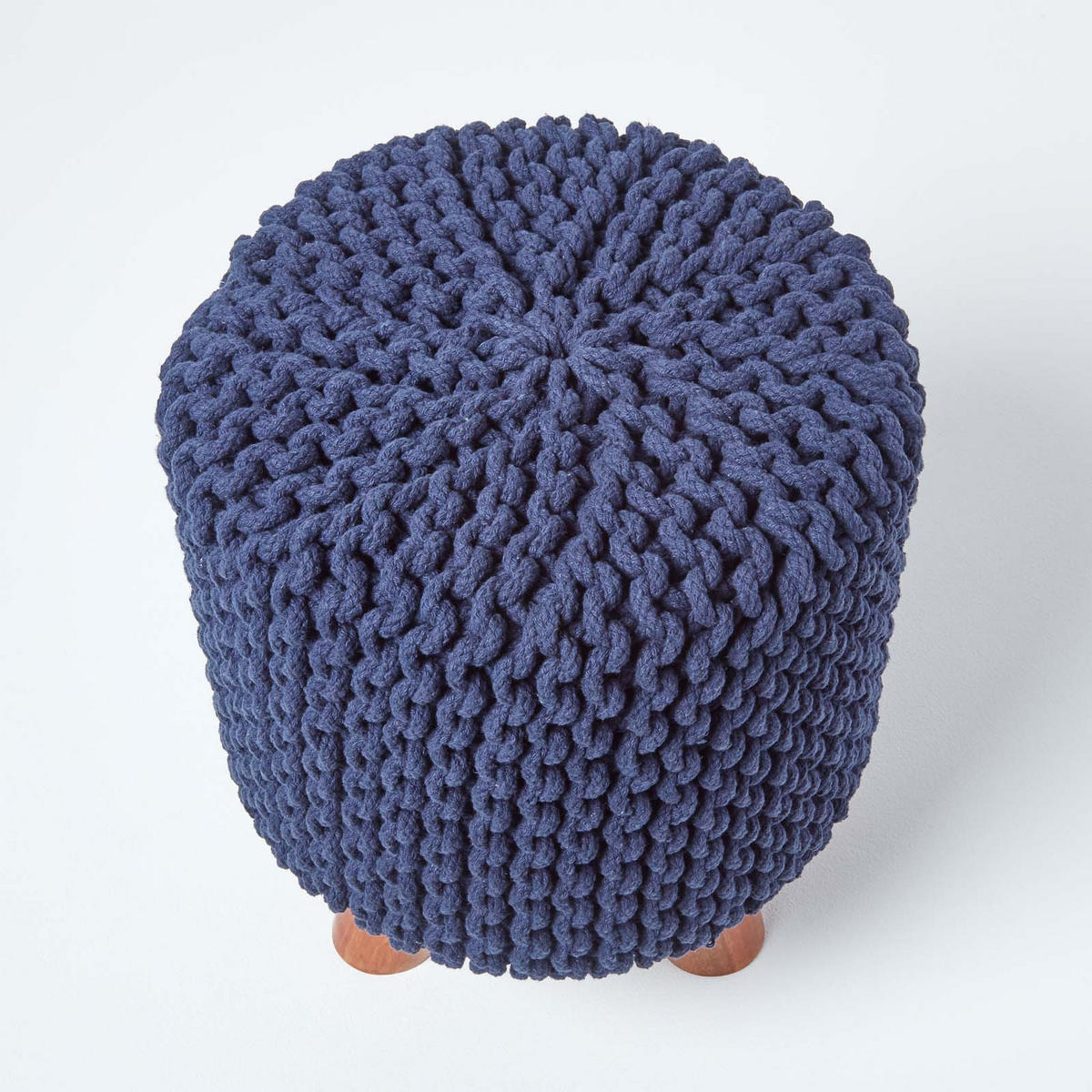 STRICK-HOCKER dunkelblau, Dreibein 32/32/42 cm - Dunkelblau, Textil (32/42/32cm) - Homescapes