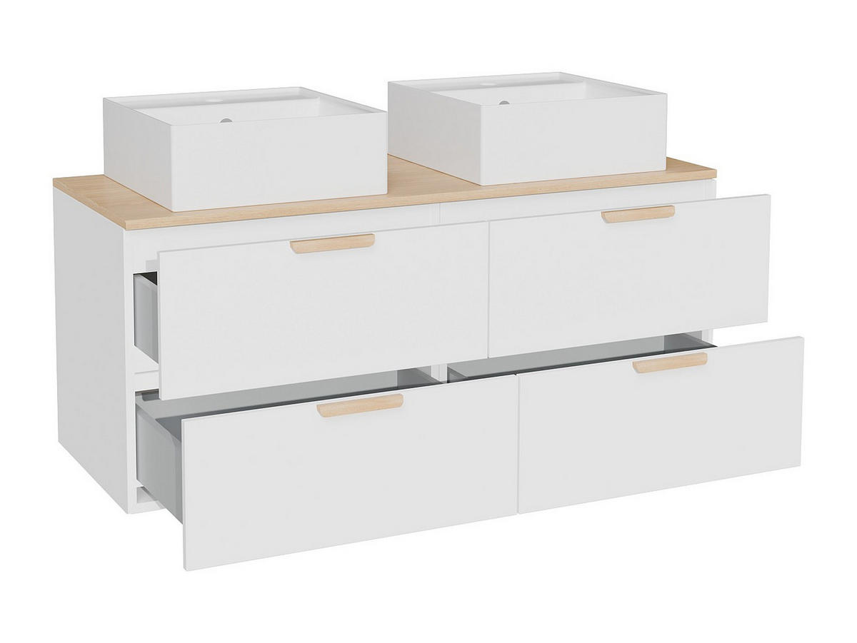 DOPPELWASCHTISCH - 120 cm x 46 cm - holz - weiß Avoreli - Weiß, Holz (120/50/46cm) - Vente-Unique