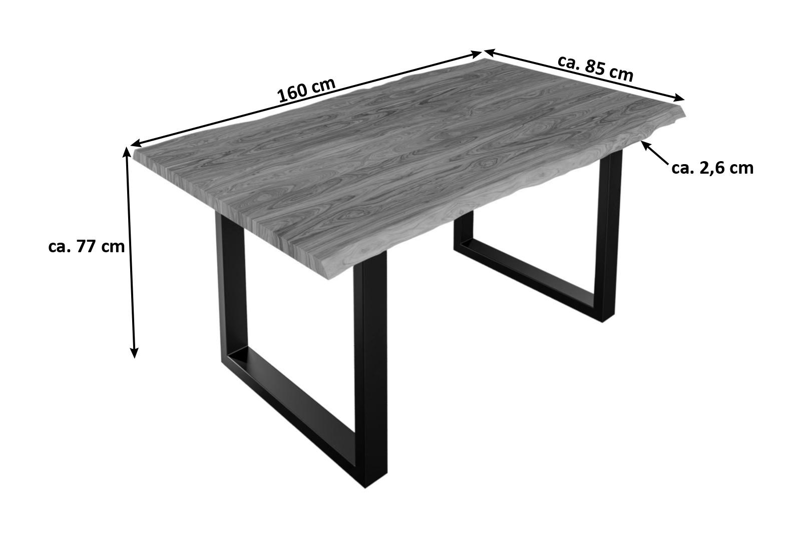 ESSTISCH LAUREN - Beige/Schwarz, Holz/Metall (85/160/77cm) - SAM