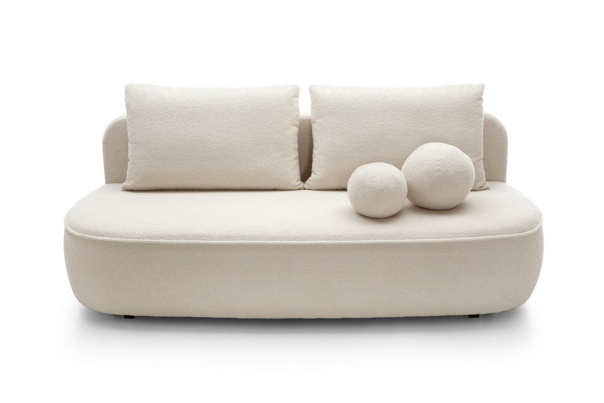 BETTSOFA KIRA Creme Chenille-Stoff mit Schlaffunktion - Creme, Textil (100/88/212cm) - MASSENO