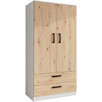 DREHTÜRENSCHRANK Trend, mit Schubladen, Weiß+eiche Artisan - Schwarz/Weiß, Holzwerkstoff (90/180/50cm) - Beautysofa