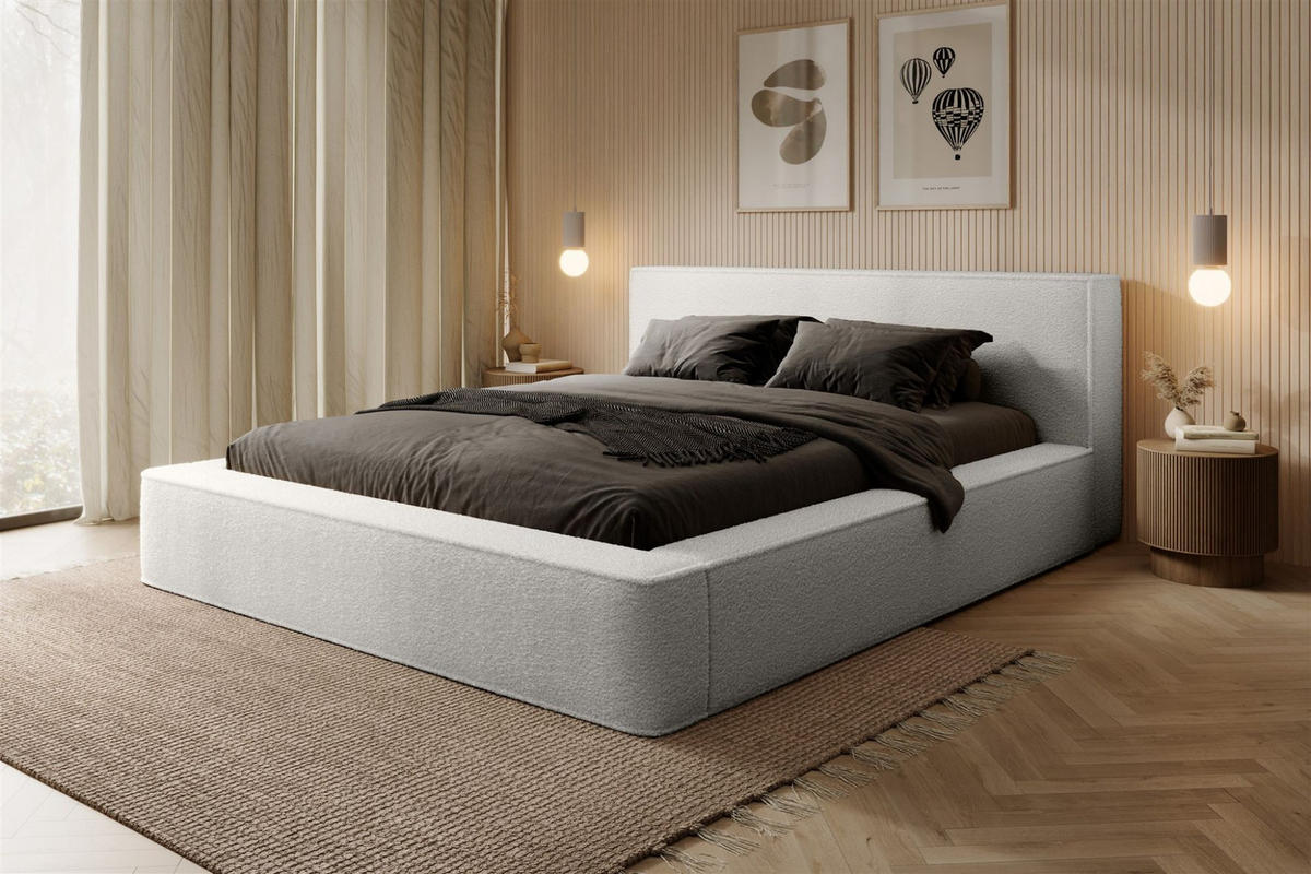 POLSTERBETT Omaha In Euphoria - Weiß, Holzwerkstoff/Textil (160/200cm) - Fun Möbel