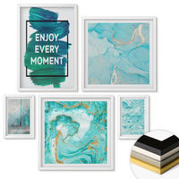 WANDBILDER 5er-Set - 50x50 cm & 20x30 cm & 40x60 cm Weißer Rahmen - Farbenfrohe Abstraktionen, Gesichter, Formen - Weiß, Kunststoff (40/60cm) - ArtPrintCave