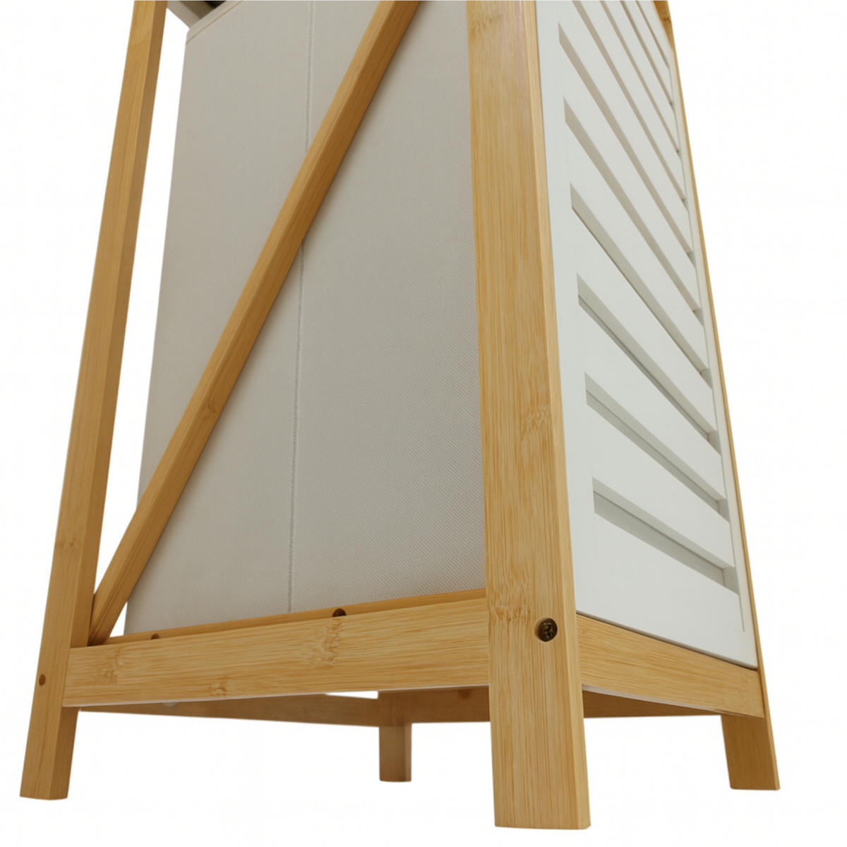 BADEZIMMERREGAL Bambus Weiß Wäschekorb 36/33/130 cm - Hellbraun/Weiß, Holz (36/130/33cm) - Begryf