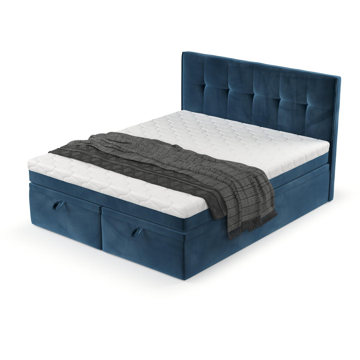 BOXBETT Arivo 200/200 cm Dunkelblau im Kronos Stoff - Schwarz/Dunkelblau, Holz/Holzwerkstoff (200/200cm) - AltaBeds