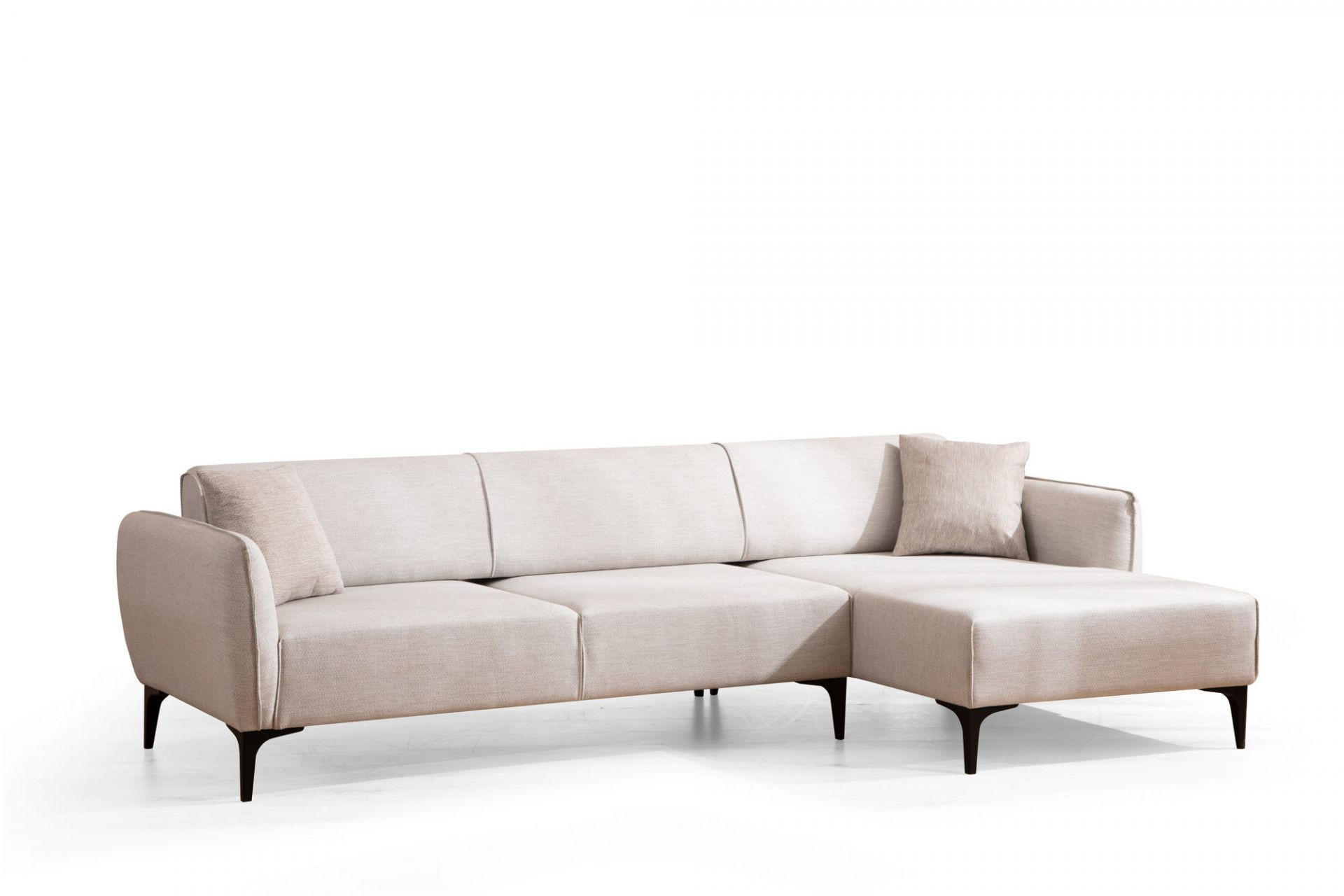 ECKSOFA mit verstellbarer Rückenlehne - Beige/Schwarz, Holz/Kunststoff (140/270cm) - myHomelando