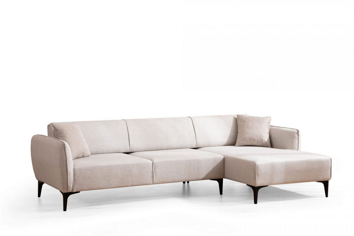 ECKSOFA mit verstellbarer Rückenlehne - Beige/Schwarz, Holz/Kunststoff (140/270cm) - myHomelando