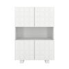 HIGHBOARD Cubo Long, Geometrische 3D Fronten, 85 x 120 cm, Weiß - Weiß, Holz/Holzwerkstoff (84.3/120/41.8cm) - Skandica