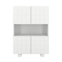 HIGHBOARD Cubo Long, Geometrische 3D Fronten, 85 x 120 cm, Weiß - Weiß, Holz/Holzwerkstoff (84.3/120/41.8cm) - Skandica