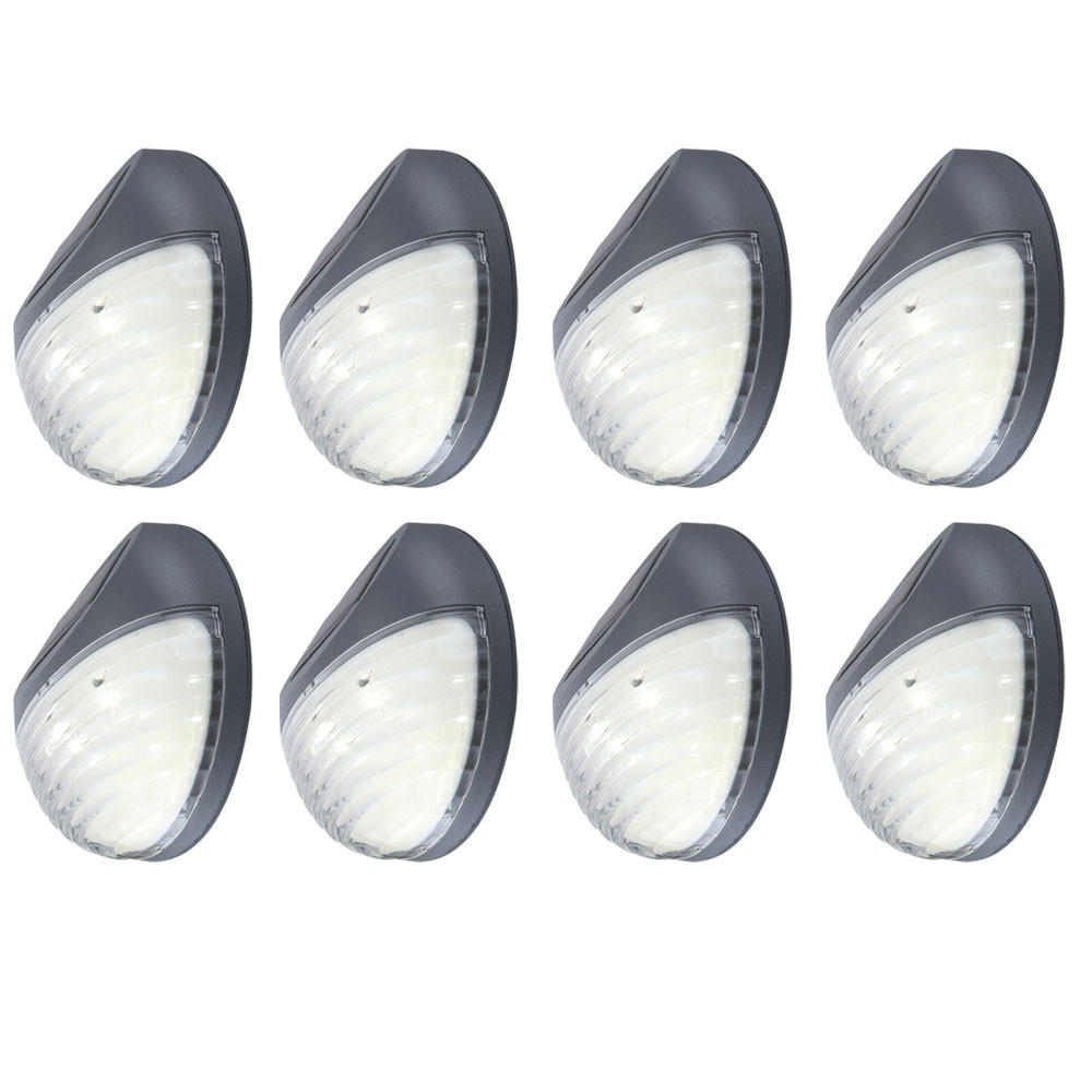 LED AUSSENLEUCHTE Grau Durchmesser 11 cm 8er Set - Grau, Kunststoff (4/11/4cm)