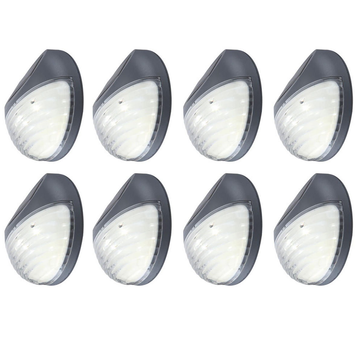 LED AUSSENLEUCHTE Grau Durchmesser 11 cm 8er Set - Grau, Kunststoff (4/11/4cm)