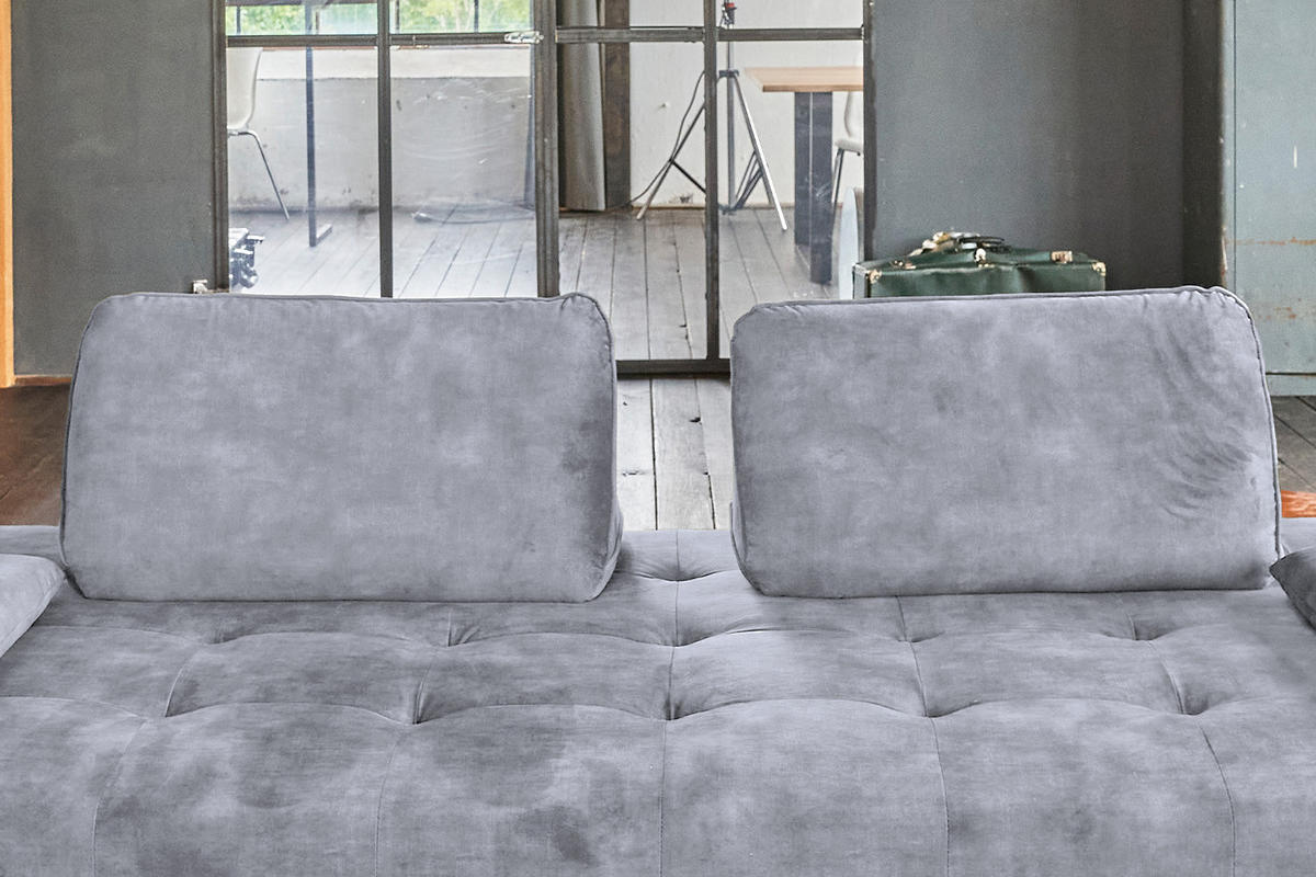SOFA WIOLO Grau Velvet - Silberfarben/Grau, Textil/Metall (240/80/110cm) - KAWOLA