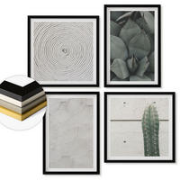 WANDBILDER 4er-Set - 50x50 cm & 40x60 cm Schwarzer Rahmen - Sommerliche Texturen aus den Tropen - Schwarz, Kunststoff (50/50cm) - ArtPrintCave