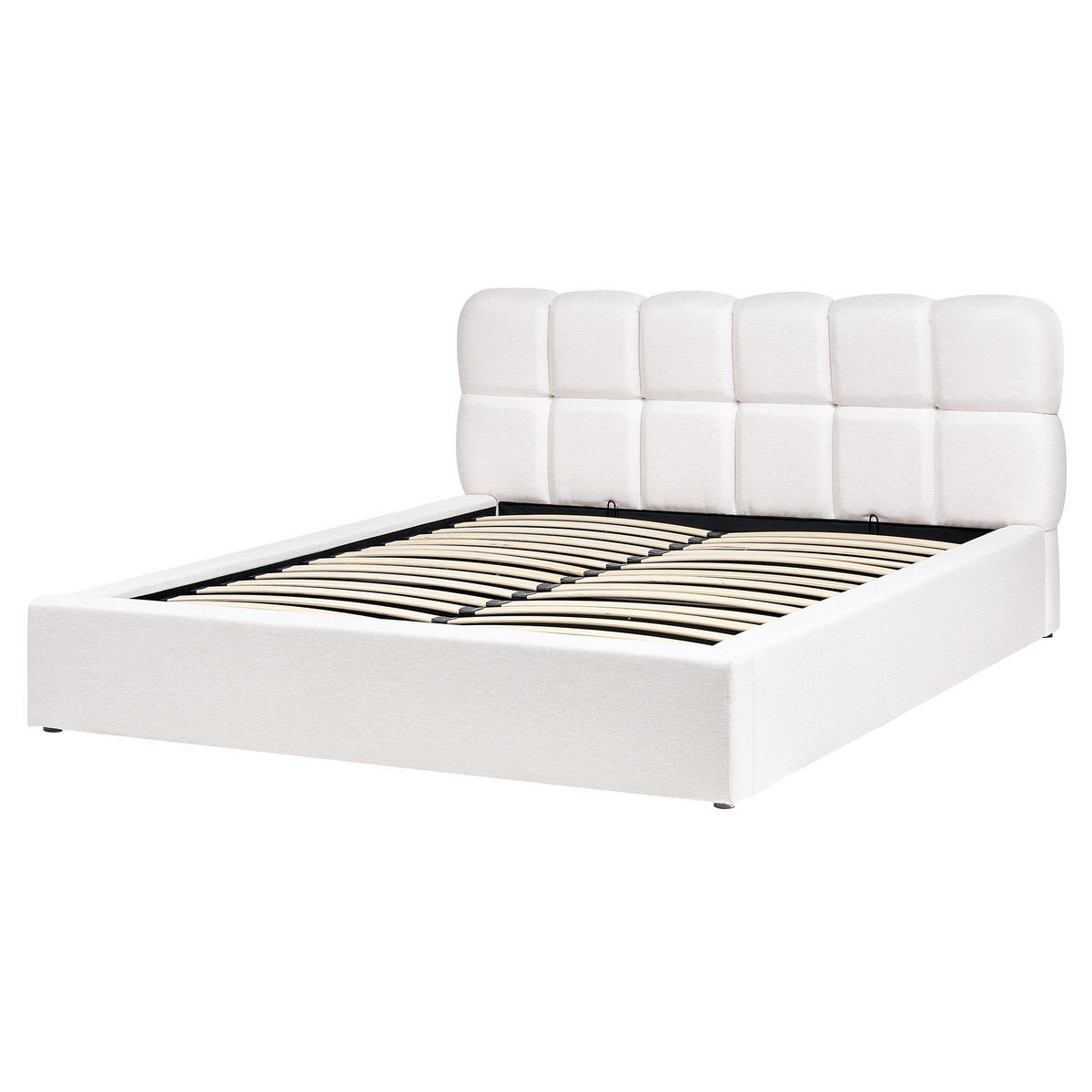 BETT mit Stauraum 160/200 Stoff Cremeweiß Baston - Creme, Textil (160/200cm) - Beliani