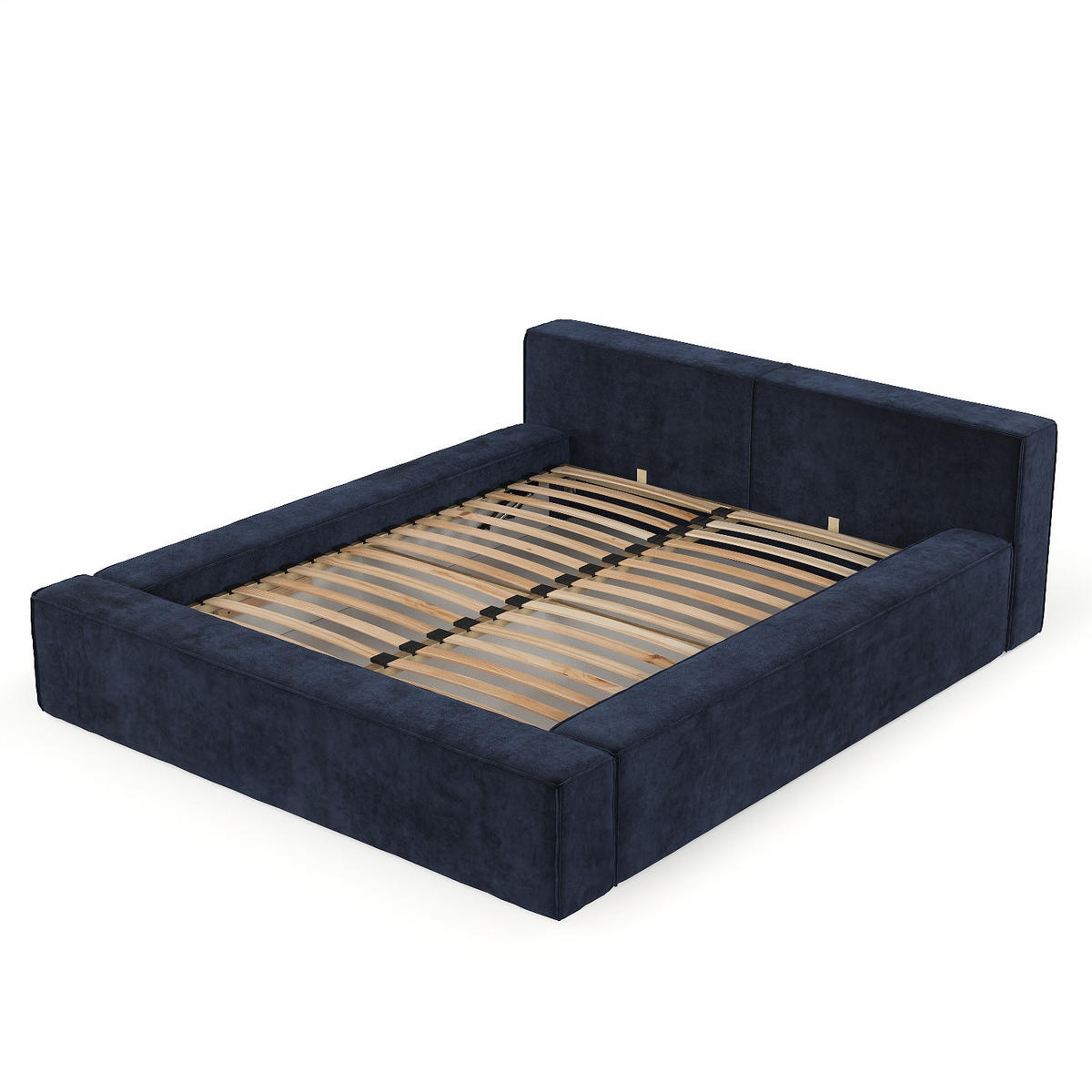POLSTERBETT Casto mit Stauraum 140/200 cm Marineblau im Terra NW Stoff - Schwarz/Naturfarben, Holz/Holzwerkstoff (140/200cm) - AltaBeds