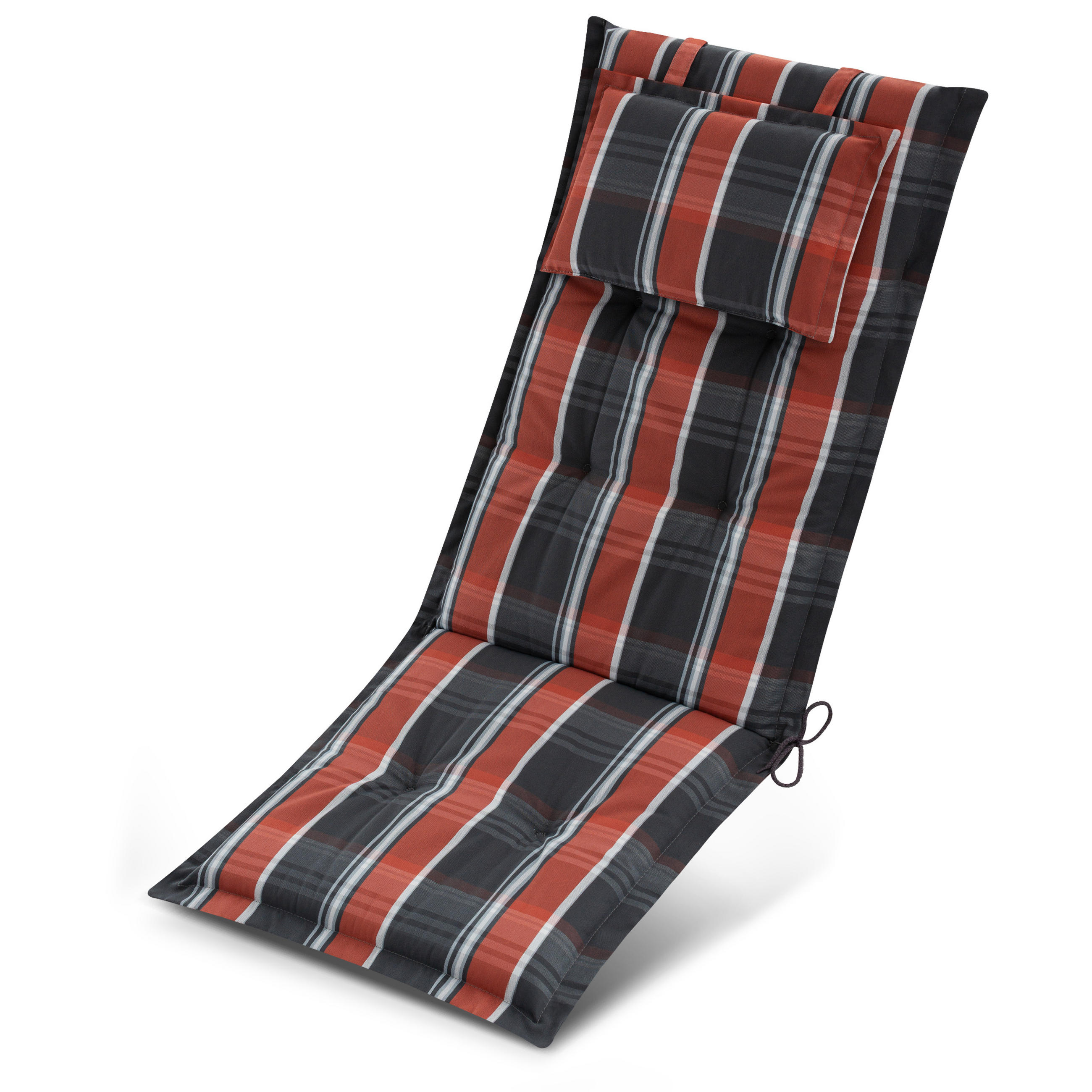 HOCHLEHNERAUFLAGEN Highlux HL 120x52x7cm Grau-Orange-Weiß-Kariert - Multicolor, Textil (52/7/120cm) - Beautissu 